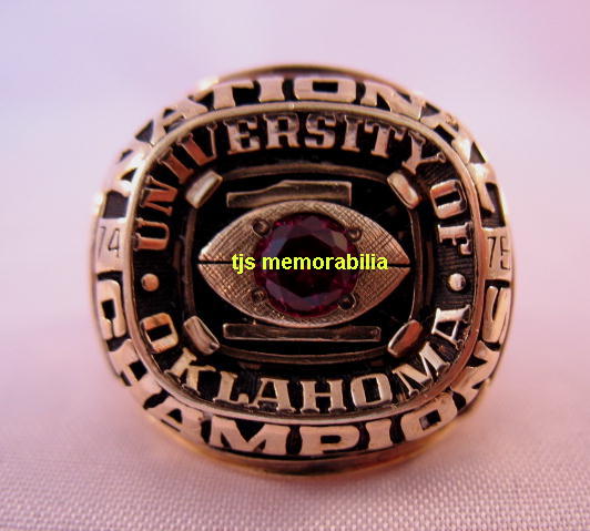 1975 OKLAHOMA SOONERS NATIONAL CHAMPIONSHIP RING PLAYER