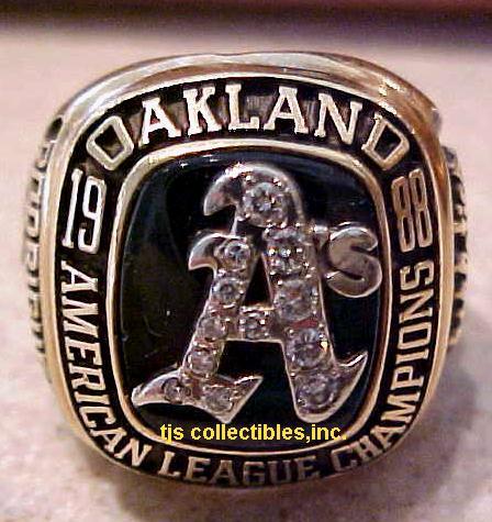 1988 OAKLAND A'S AMERICAN LEAGUE CHAMPIONSHIP RING