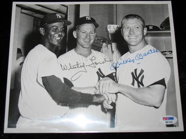 MICKEY MANTLE WHITEY FORD  8 X 10 SIGNED WIRE PHOTO