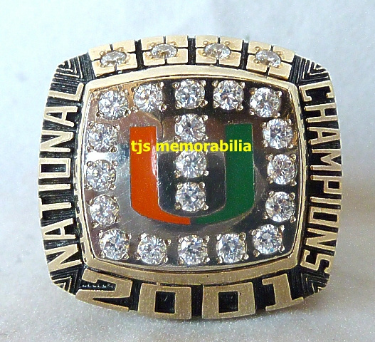 2001 UNIV. OF MIAMI HURRICANES WORLD SERIES NATIONAL CHAMPIONSHIP RING !