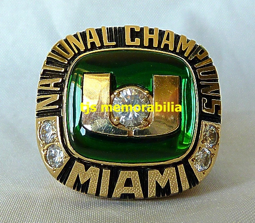 2001 UNIVERSITY OF MIAMI HURRICANES NATIONAL CHAMPIONSHIP RING 