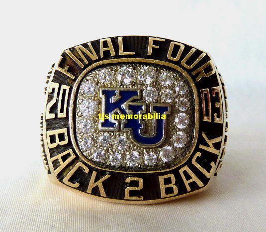 2003 KANSAS JAYHAWKS FINAL FOUR BACK 2 BACK CHAMPIONSHIP RING