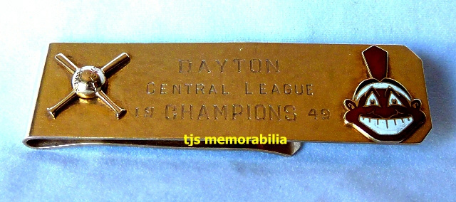 1949 CLEVELAND INDIANS DAYTON INDIANS CENTRAL LEAGUE CHAMPIONSHIP MONEY CLIP