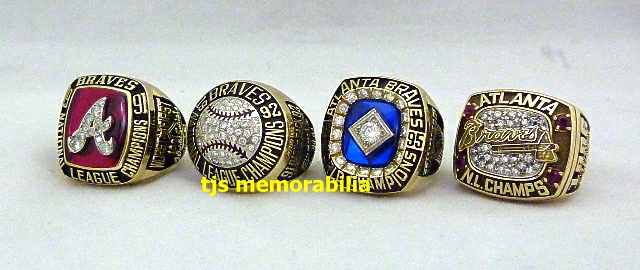 1991 1992 1995 1996 ATLANTA BRAVES WORLD SERIES & NATIONAL LEAGUE CHAMPIONSHIP RINGS