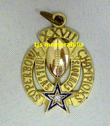 1992 DALLAS COWBOYS SUPER BOWL XXVII CHAMPIONSHIP PENDANT