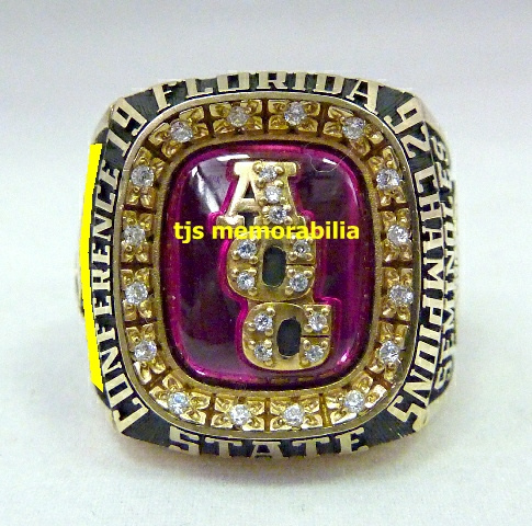 1992 FSU SEMINOLES ACC CHAMPIONSHIP RING