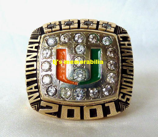 2001 UM HURRICANES NATIONAL CHAMPIONSHIP RING